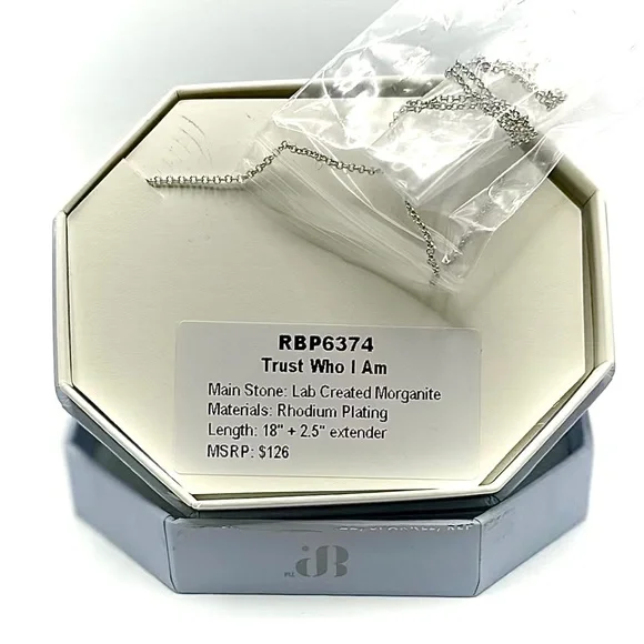 ✨ Bomb Party Lab-Created Morganite Necklace ✨ - Picture 2 of 2